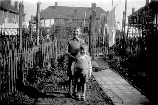 Photo:Eric and Bert Wrate in the back garden at 5 Marham Road c.1934