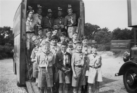 Photo:Going to Summer Camp in 1952 were from front to the back Alan Trower, Les Bird, Alan Bean, Stan Masters, Mike Davis, Alan Good, Ron Bird, Roy Scales, Bob Harvey, John Baldry, Eric Pearcy and Dave Smith