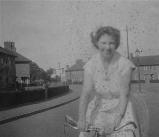 Photo:Doreen Wilkes cycling in Welbeck Road