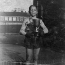 Photo:Ted Thomson senior (b 1924) with Schoolboy Boxing Championship of Gt. Britain Cup c1937