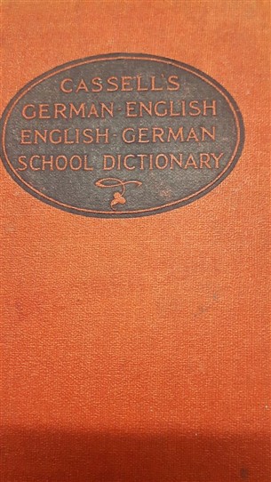 Photo:Prize book awarded to Ronald Jackson who attended Welbeck School.  Cassells German English dictionary presented to him for art at camp.